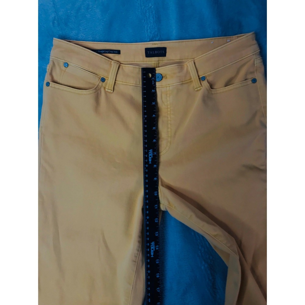 Talbots Jeans WOMEN 10 Yellow Straight Leg Crop Jean Mustard Mid Rise Stretch - Picture 7 of 10